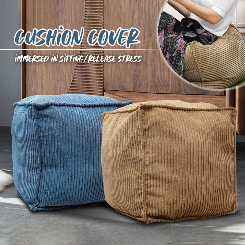 42 cm Marocká mäkká látka Pouf Cover Craft jednoduché pruhy Sofa Ottoman podzvuky Unstuffed obývacia izba vankúš