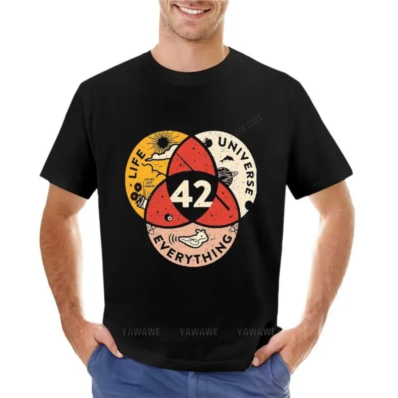 42 Odpoveď na život Vesmír a všetko tričko Tees Kórejské módne chlapci biele tričká s krátkym rukávom TEE Men Clothings