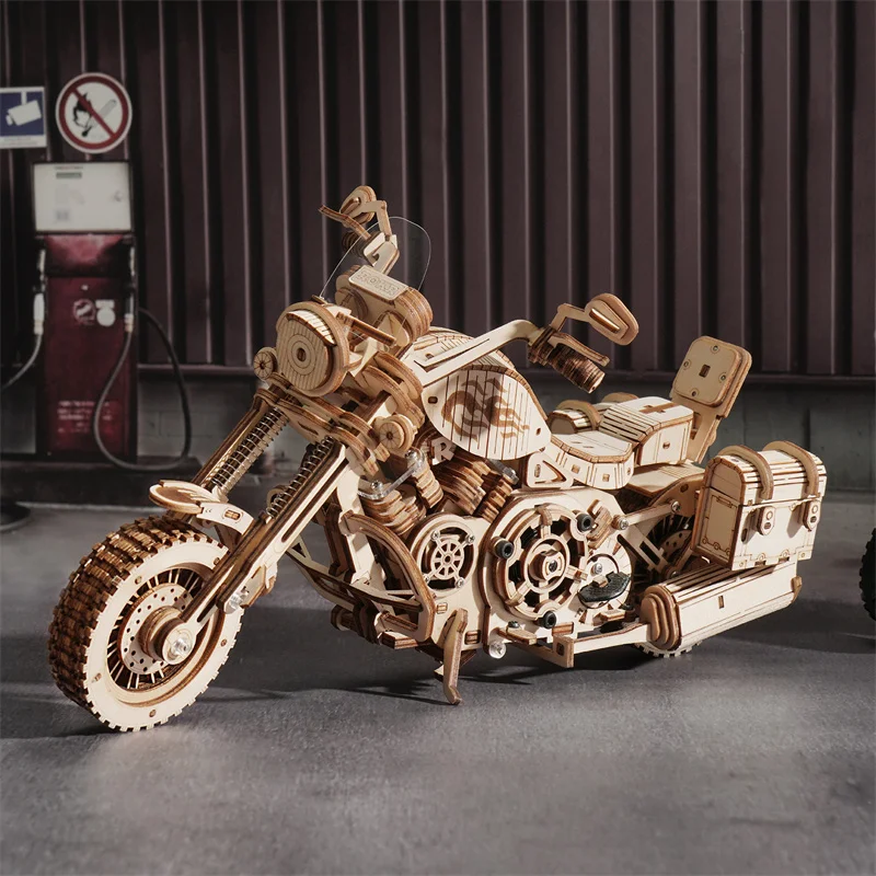 420 ks Cruiser Motocykel DIY Drevené modely budov Blokovanie súprav na zostavu hračiek pre deti pre deti dospelé puzzle