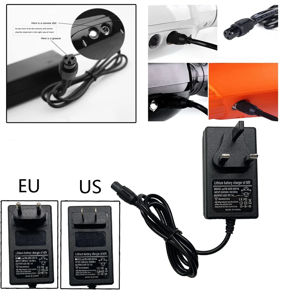 42V 1A Univerzálna nabíjačka batérií 240V napájacie napájacie napájanie pre samoobsadenie Scooter Power Adapter Hoverboard nabíjačku UK/EÚ/US Plug