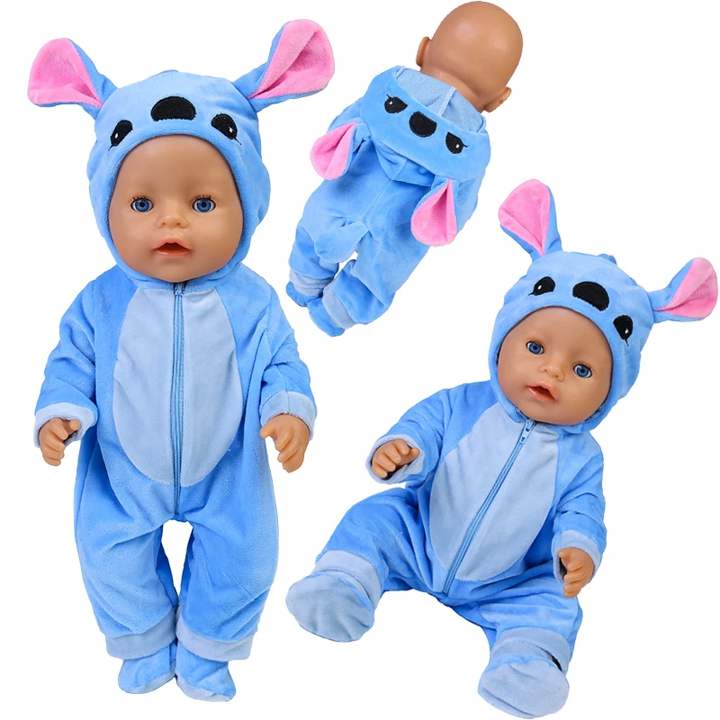 43 cm bábiky oblečenie 18 palcov Dolls Spojené pyžamy s klobúkom pre fit bjd 1/4 bábiky dieťa znovuzrodené detské narodeninové darčeky