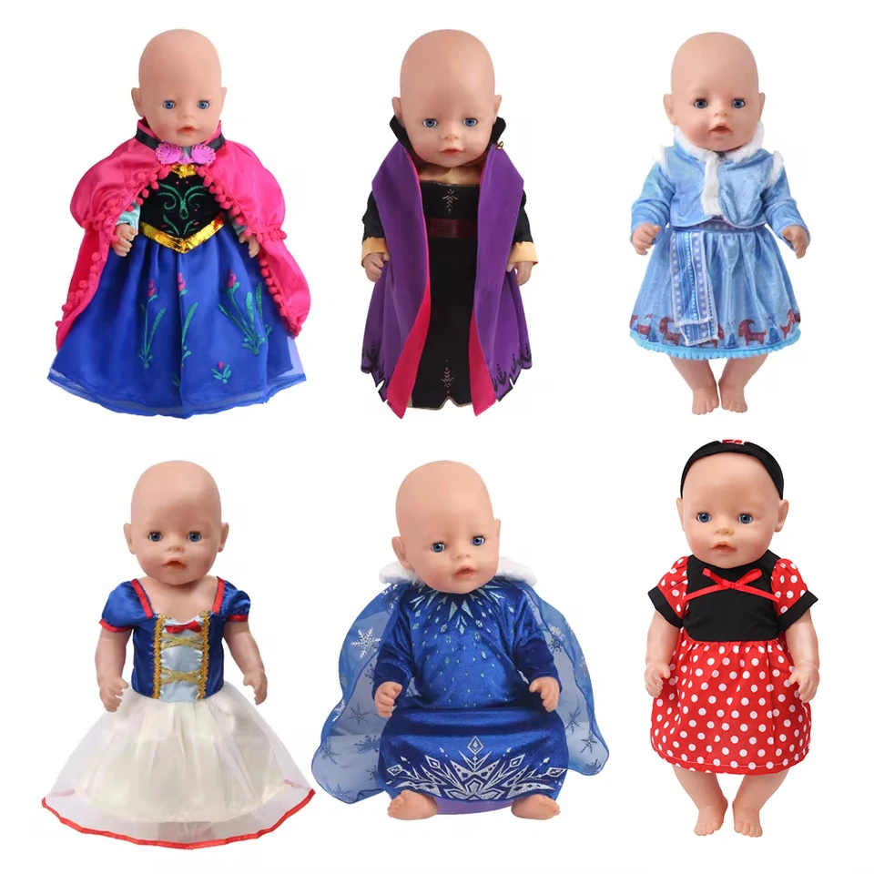 43 cm Reborn Baby Doll Doll Elsa Blue Dress American Ours & Generation Kid Hračky 18 palcov dievčenské bábiky Cosplay Queen Anna kostýmové oblečenie