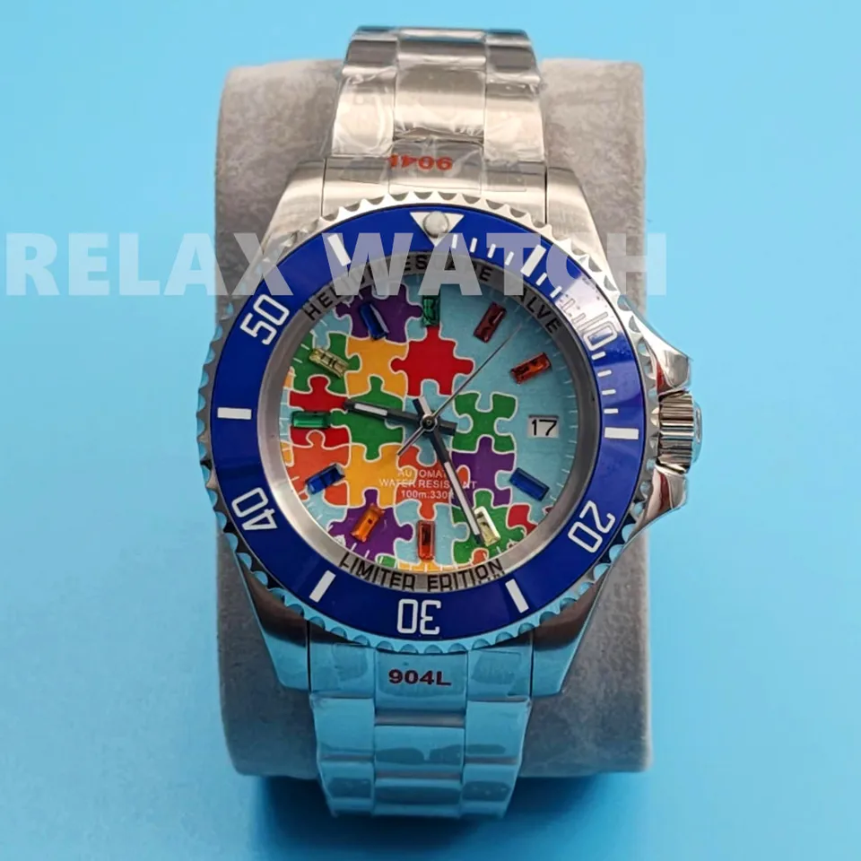 43 mm morské farebné kamenné cvočky puzzle vytáčanie z nehrdzavejúcej ocele hodinky Japan NH35 Automatický pohyb
