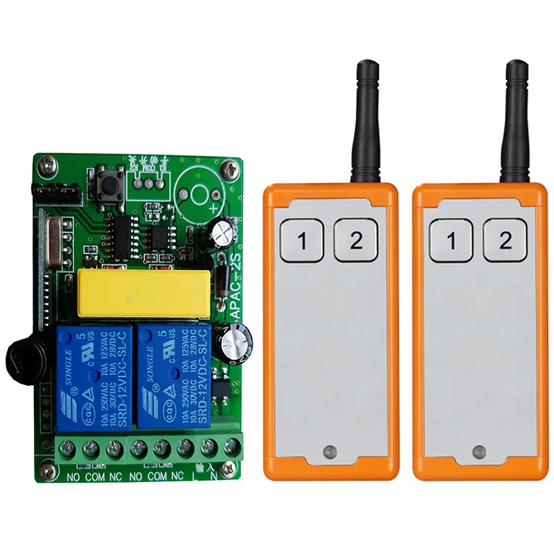 433 MHz Neúmyselný sektor AC 110V 220V 2CH 10A RF Wireless Systém prepínača diaľkového ovládača s vysielačom 20 m-1 000 m na dlhé vzdialenosti