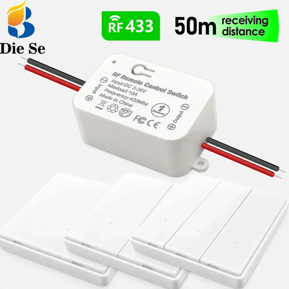 433 MHz Wireless Demode ovládací prepínač DC 6V 12V 24V 30V 36V 1CH RELE RELE AKTUÁLNE A PREPIDOVANIE PRE LED DIY LED DIY