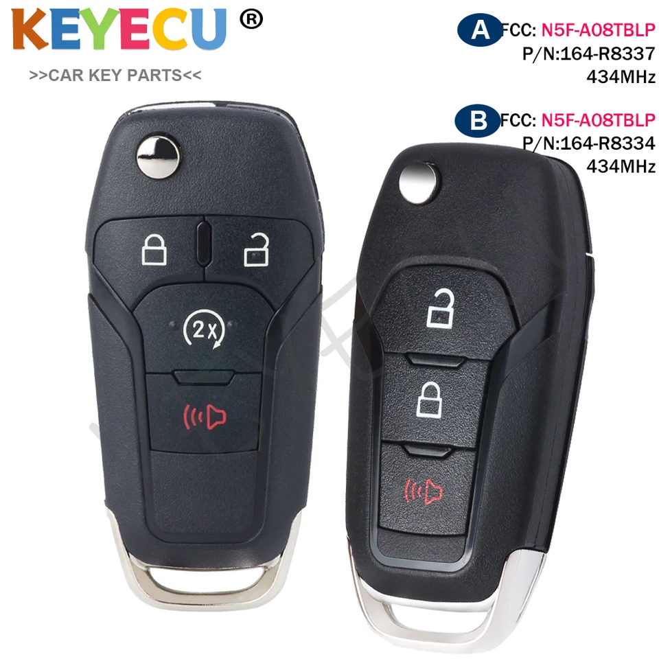 434 MHz Flip kľúč pre Ford F-150 F-250 F-350 450 550 650 750 2023-2024 Diaľkový kľúč 49 ID čipu FCC: N5F-A08TBLP 164-R8337 164-R8334