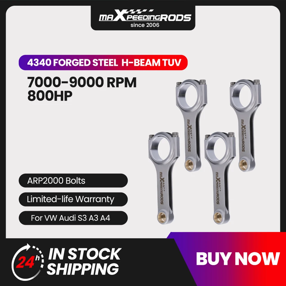 4340 CONROD Prepojovacie tyče pre Audi S3 A4 TT 1,8T VW Golf Pleuel Bielle EN24 Kované H-lúč pre 1,8 T 20 mm PIN TUV ROD PISTON