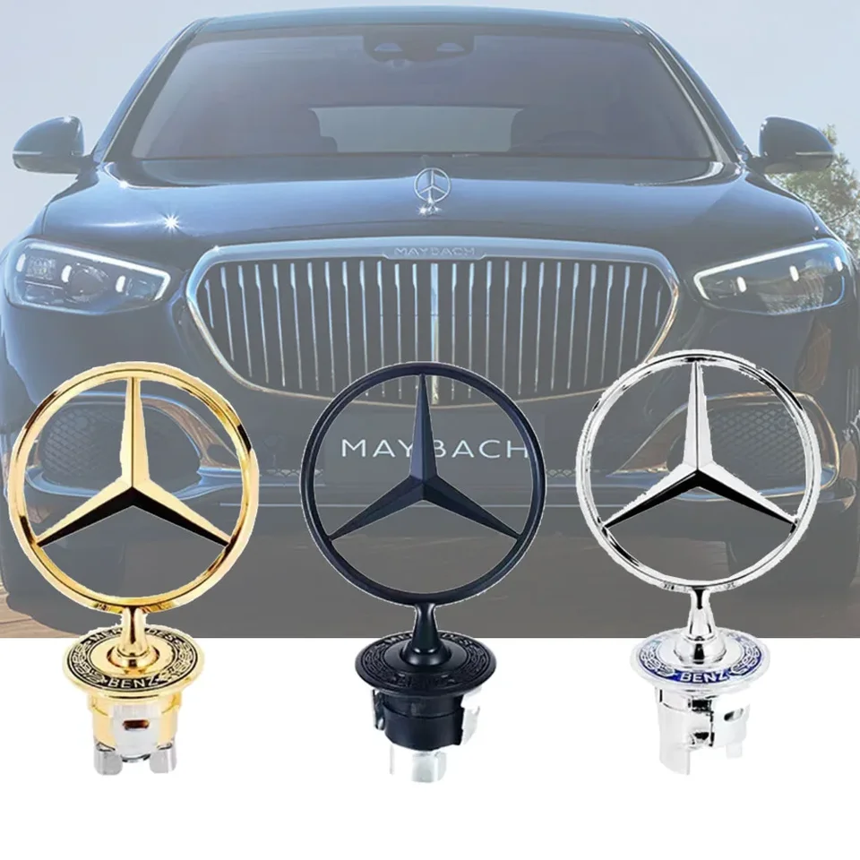 44 mm 3D kovový chróm Čierny automobil Snak prednej kapucne Logo pre Mercedes Benz CES trieda W204 W212 W220 W210 W221 Príslušenstvo