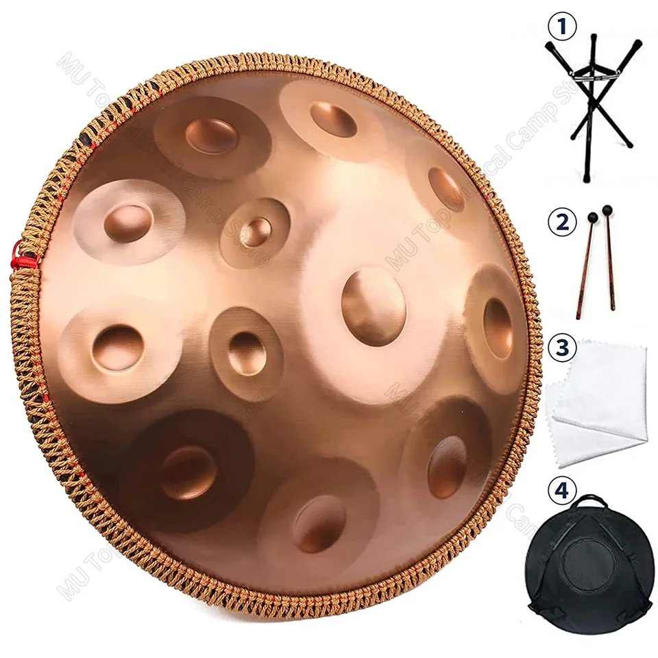 440Hz Zlatý bubon Handpan 22 -palcový profesionálny darček Tambor Darček 9/10/12 Tónový oceľový jazyk Drum pre meditáciu jogy