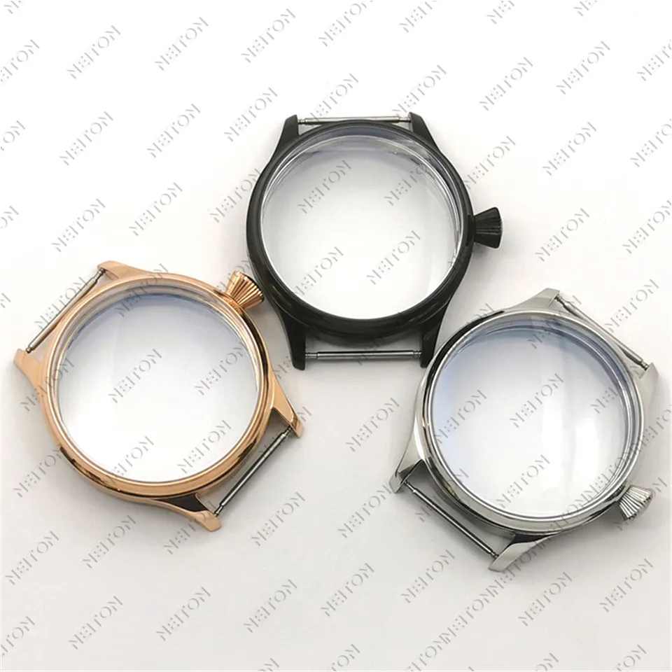 44mm hodinová puzdro Solidless Cadless Ocel pre ETA 6498 6497 Sea Gull ST3600 Pohybové príslušenstvo diely
