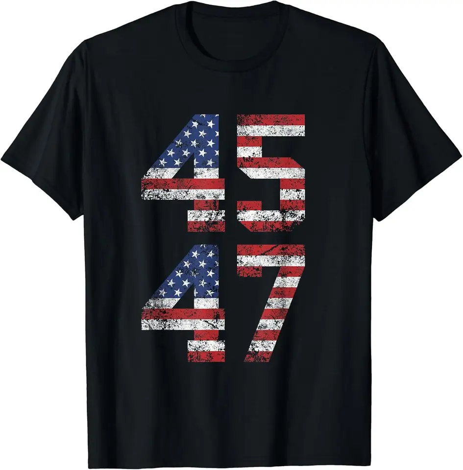 45 47 Trump 2024 Tričko s krátkym rukávom pre ženy pre ženy Grafika Príležitostné posádky Čierne košele TEE