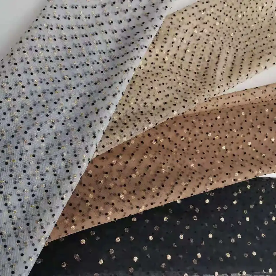 45 cm dlhé lesklé trblietavé trblietavé zlaté bodky tylovej sieťoviny Guipure Lace Lace Lace Svadobné šaty dekorácie čistý textilný šijací materiál Dodávka