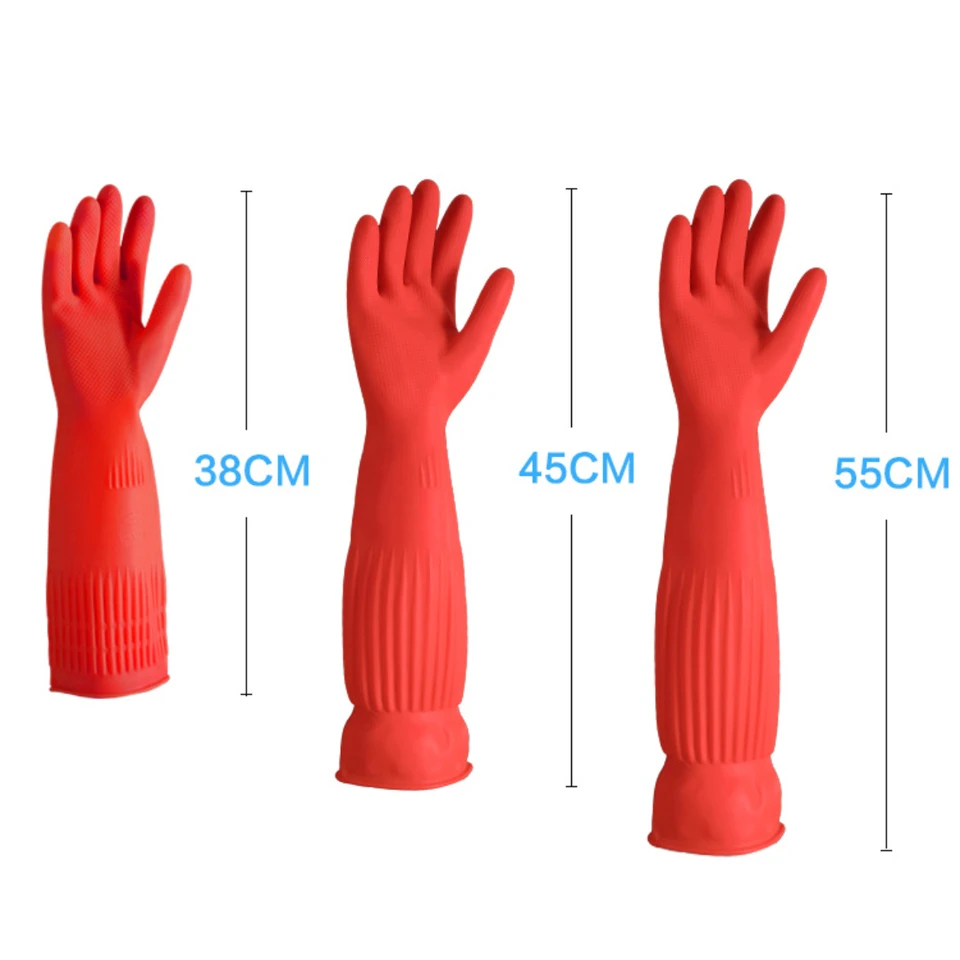 45 cm dlhé rukavice latexových umývacích rukavíc so zahustenými kravskými šľachmi a predĺženými gumovými rukavicami 38 cm dlhé čistenie bielizne zima