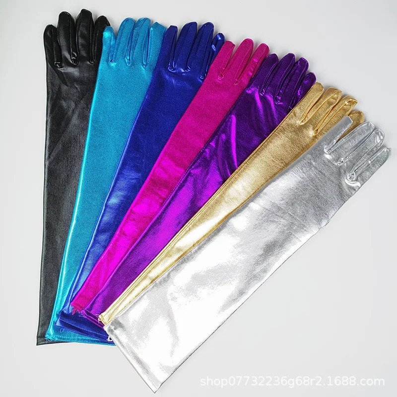 45 cm dlhý tesný nočný klub DS DS Dance Performance Patentské kožené rukavice cosplay halloween make -up party kostýmy doplnky