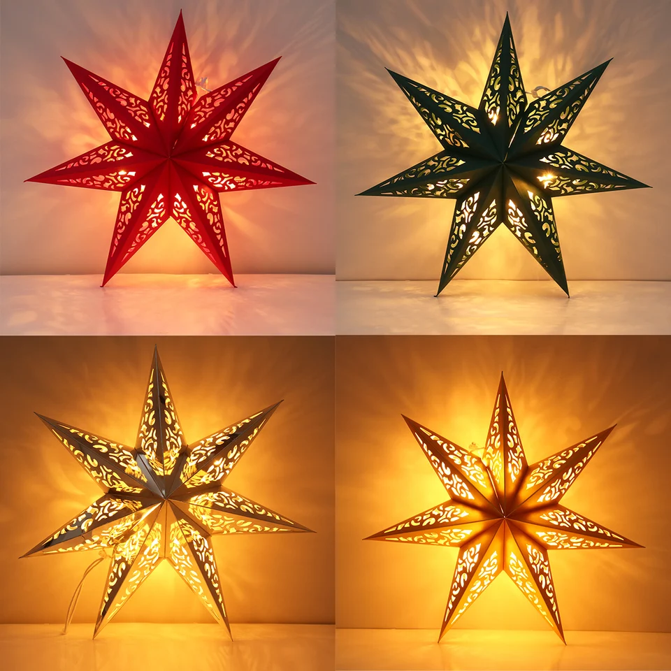 45 cm Hollow Out Star Eid Mubarak Party Light Ramadan Decorácie pre dom 2024 okenné mriežky papierové lucerné hviezdy Ramadan Kareem