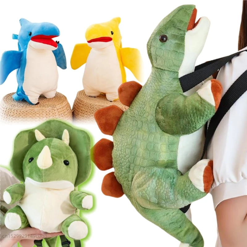 45 cm kawaii Cartoon Dinosaur Scľaný bábikový batoh Blue Green Triceratops Scľal batoh pre chlapcov a dievčatá darček k narodeninám