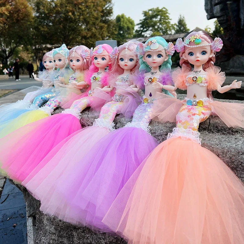 45 cm Krásna bábika Mermaid Big Eyed Detská princezná Doll Girl Girl Hray Svadobné šaty Doll, Vianoce/Halloween/Deň vďakyvzdania