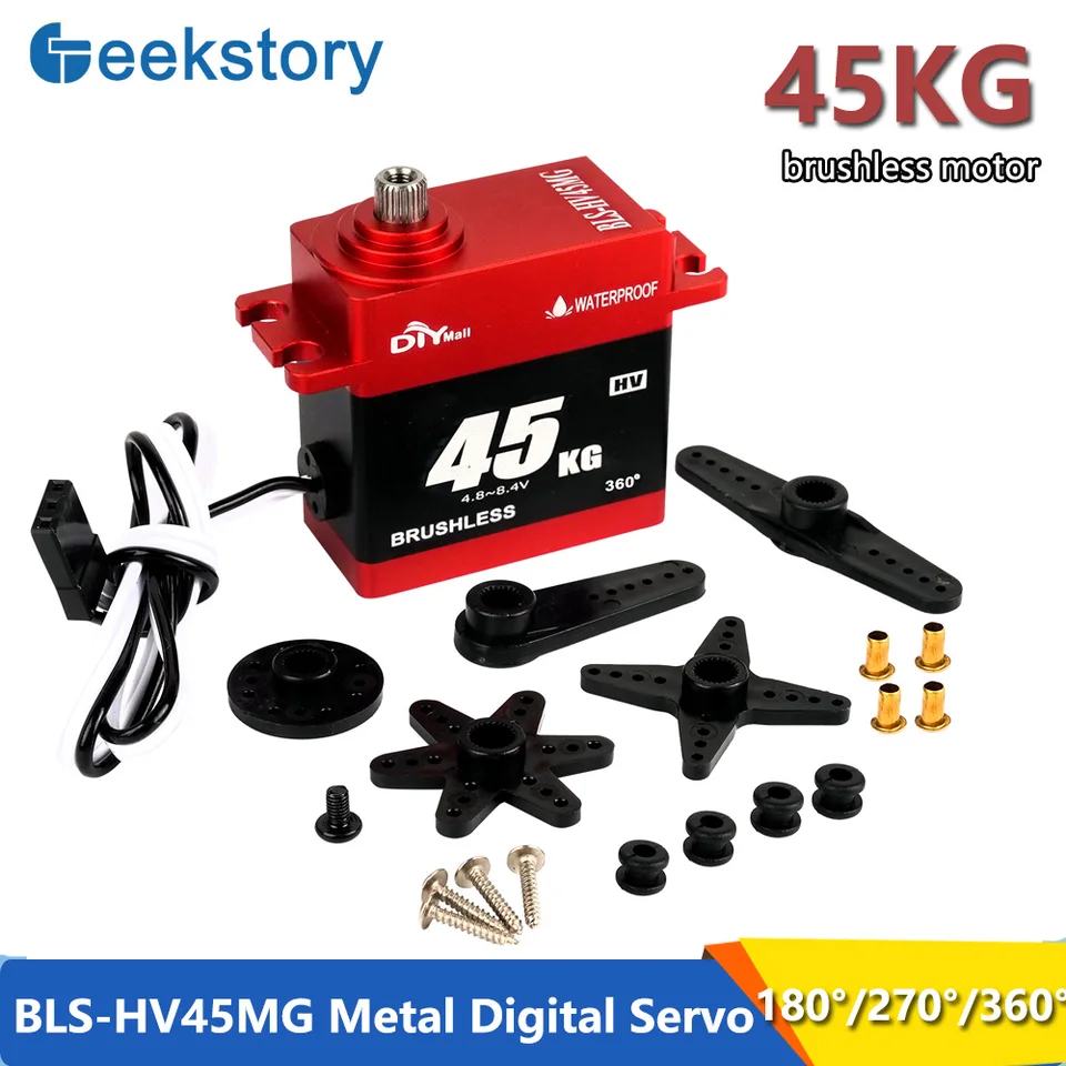 45 kg.cm bls-hv45mg kovové digitálne servo 180/270/360 stupňa kefový motor kovový prevodový stupeň nepremokavý servo IP66 servo pre hračky RC Car Robot Hračky
