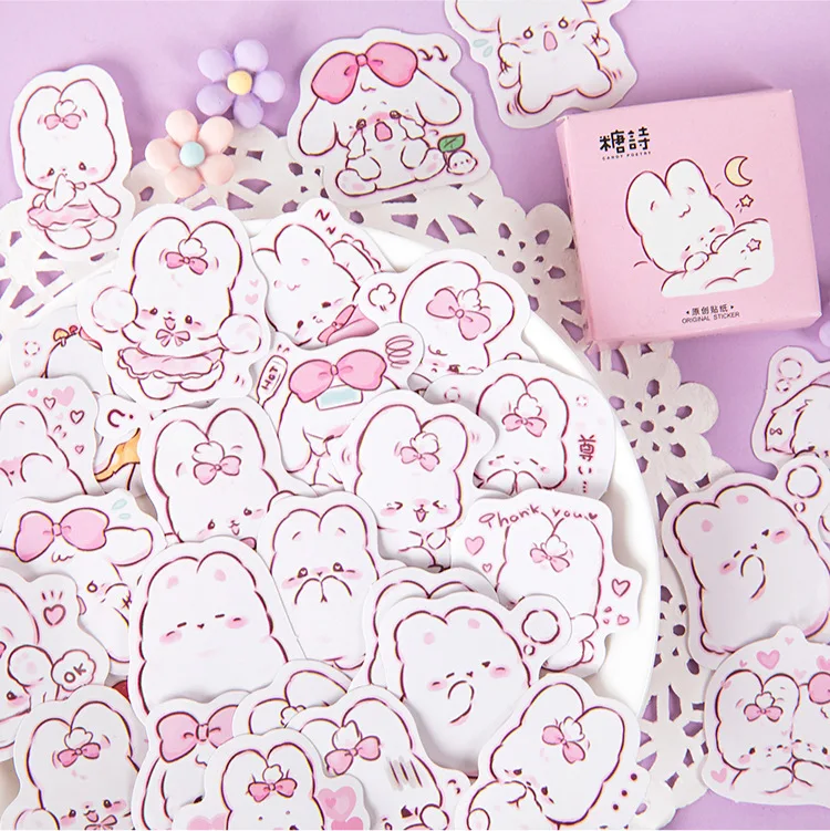 45 počítačov/krabičky Cute Rabbit Daily Kawaii Decoration Stickers Planner Scrapbooking Stationery Kórejské nálepky na denník