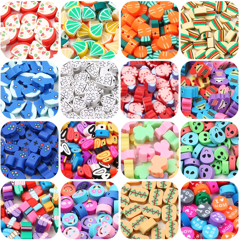 45 Štýl Polymér Clay Spacer Práce korálky Ovocie zviera voľné úsmev guľôčky pre šperky výroby DIY náramok náhrdelník ručne vyrobené príslušenstvo