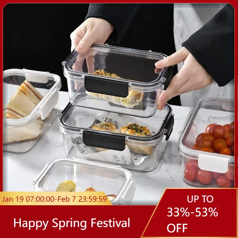 450/1800/1100 ml Food Box Chladnička ovocný šalát Transparentné potraviny plastový bento utesnená škatuľka kuchynské skladovacie náradie