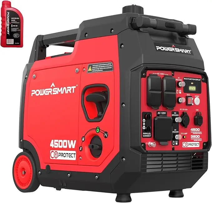 4500-watt super tichý generátor invertora pripraveného na RV, prenosný generátor plyn poháňaný elektrickým štartom, CO senzor