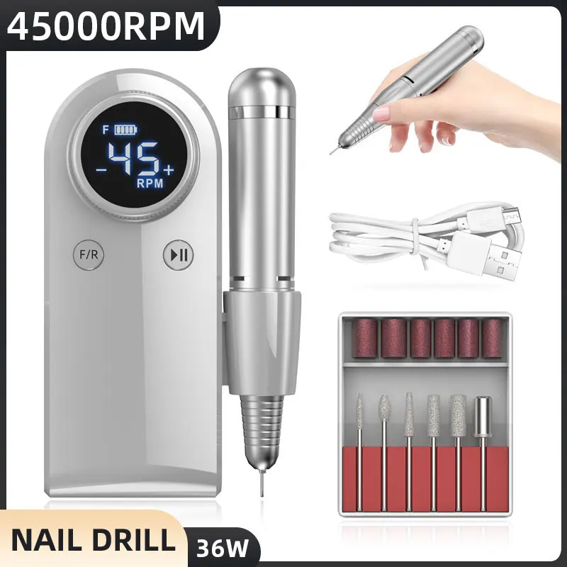 45000prm na nechty Sander Set Electric manikúru Cutter na opravu nechtov Nízko hluku Profesionálne manikúra Príslušenstvo Domáci salón Nástroj