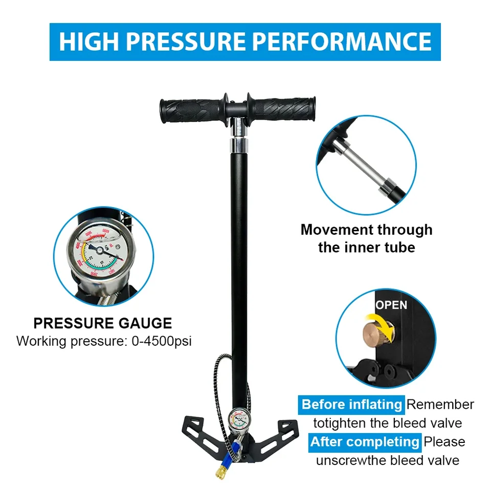 4500psi 300bar 4Stage 30MPA Vysokotlakové vzduchové čerpadlo pre vozidlo na doplňovanie bicyklov PCP Vzduchové čerpadlo