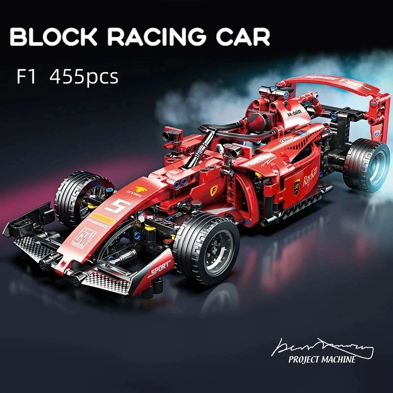 455ks 1:18 Stupnica Blocx Hračky Racing Red Auta Building Blocks Formula F1 Model Technické kreatívne športové tehly, darček pre dieťa