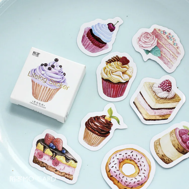 45ks/box kreatívne dezertné koláče papiere nálepky vločky Vintage romantická láska pre denník dekorácia DIY Scrapbooking Sticker