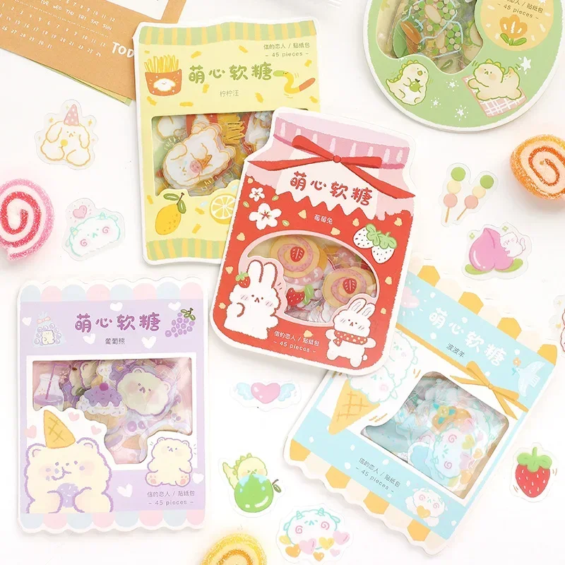 45ks kawaii roztomilé nálepky Kórejské kancelárske potreby kreslené nálepky bulleting denník dekorácie Denník album nálepky vodotesné