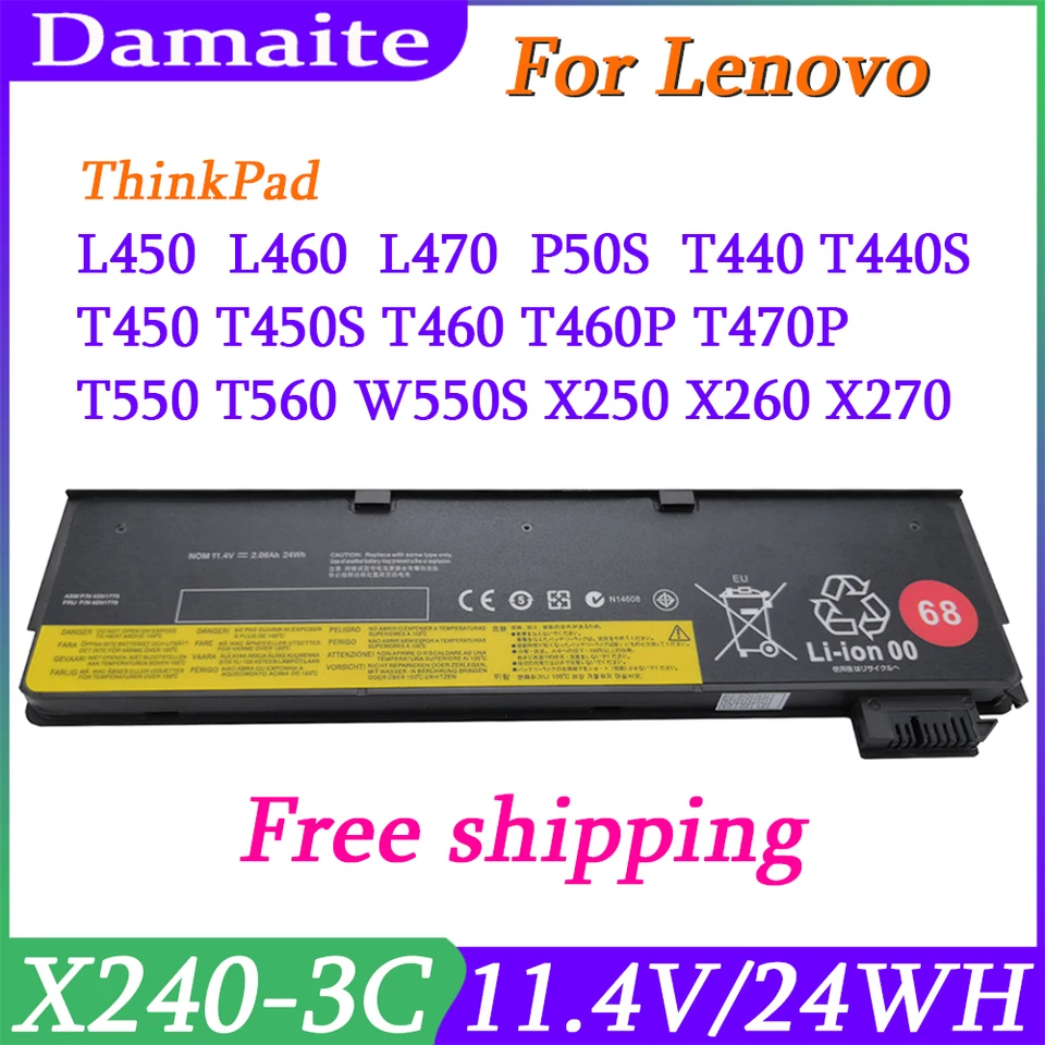 45n1136 laptop batéria pre Lenovo ThinkPad X270 X260 X240 X240S X250 T450 T470P T440S K2450 W550S 45N1738 45N1110 68+ 24WH
