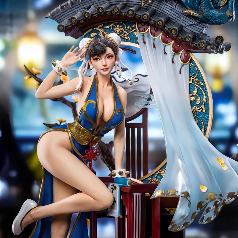 46 cm Streetfighter Anime postava Chun Li PVC Sexy dievča Socha veľkej veľkosti akčný figurín Model Dolls Decor Boys Darček hračky