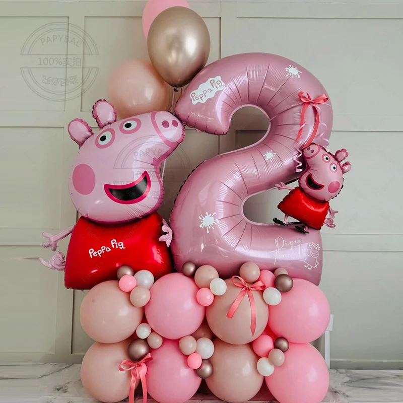 46ks Cartoon Peppa Pig Balloons Set Pink Number Hliníkový balón pre dievčatá K?