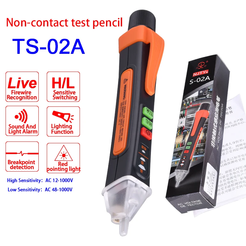 48-1000V Non kontaktné napätie tester AC DETEKTER DETEKTOR PEN Obvodový tester Elektrický indikátor sten