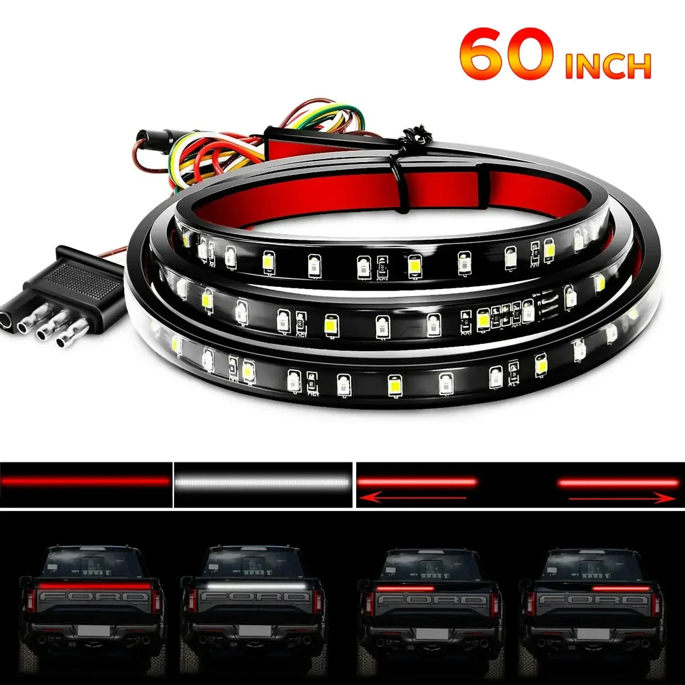 48/60 palca Truck Tailgate Light Bar 12v 5 Funkcia Červená/biela LED brzdenie Brzdia brzdenie Brzdenie Signál REVERE Light Witerproof