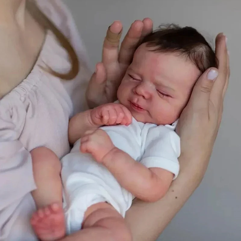 48 cm novorodenecká detská renforná bábika Sleeping Baby Pascale Lively Soft Touch s ručne zakorenenou vlasovou bábikou
