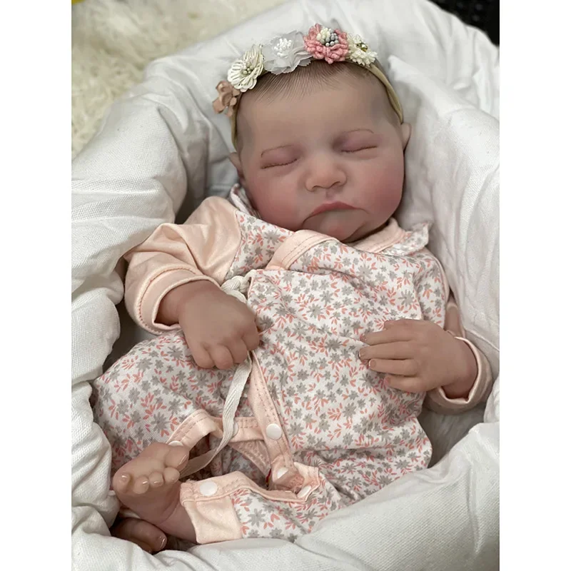 48 cm už maľovaných hotových znovuzrodených spiacich spiace Levi baby bábika doživotná bábika s zakorenenými riasami a maľovanými vlasmi