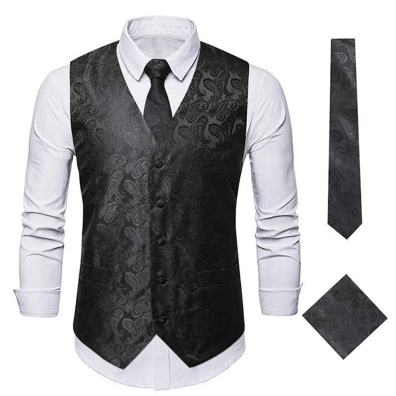 #4803 Pánska sako Vesta Vest Vintage Kvetina tlačená pánska vesta Vest vesty vesty Vesta V Vysokový retro mužský formálny vesta bez rukávov bez rukávov