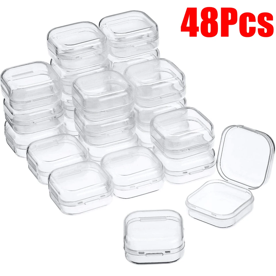 48ks 3,5*3,5*1,8 cm Mini Clear Plast Storage Box Cany