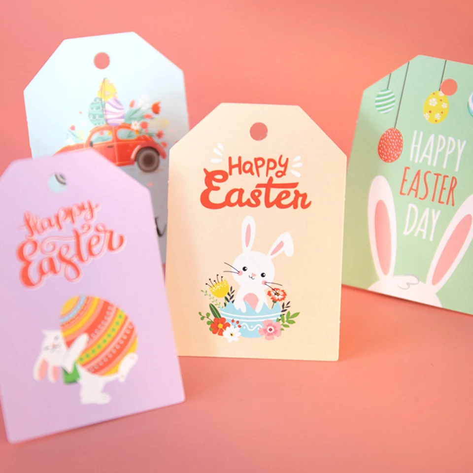 48ks Veľkonočné papierové značky Rabbit Bunny Hanging Tag Crafts DIY Narodeniny Ďakujeme štítkom s dodávkami balenia darčekov pre darček