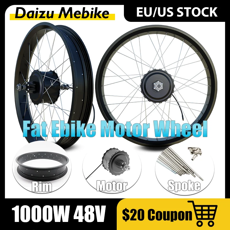 48V 1000W Fatbike Zadné náboje Motorové koleso 20*4,0 26*4,0 TUT TIRE 20/26INCH RARD S OBCHODNOSTI ZASADNÉHO ZADNUTÉHO ZADNÉHO PLAČKA 170/190 mm Snow Bike