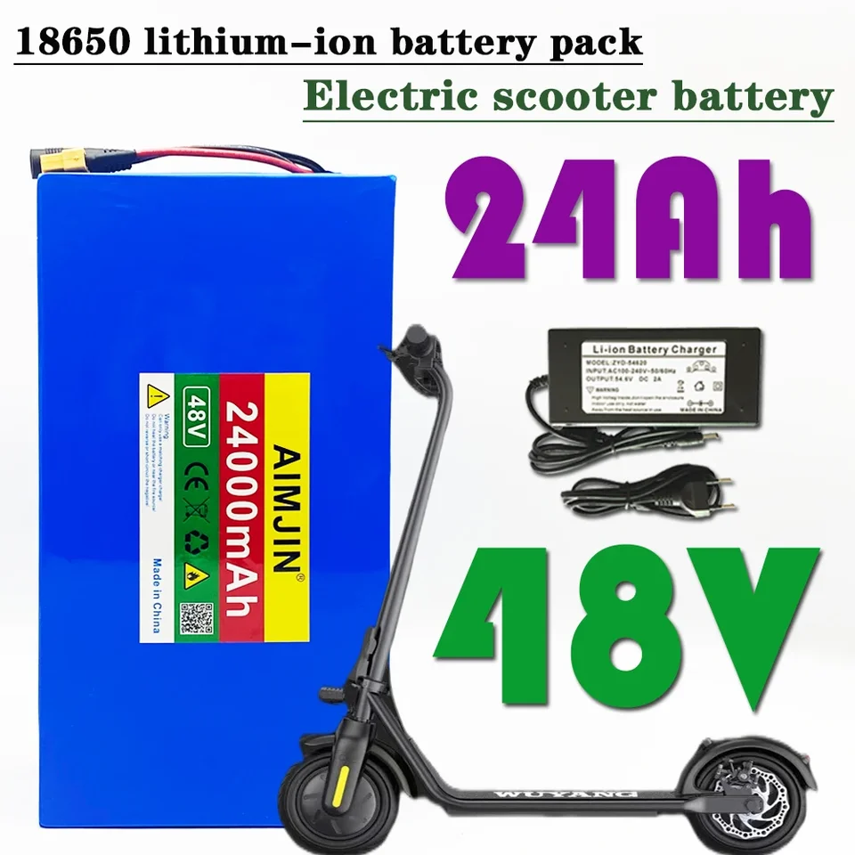 48V 24000 mAh 13S6p lítium-iónovej batérie 48V 24000 mAh 2000 W elektrická batéria, vstavaná 50A BMS+nabíjačka