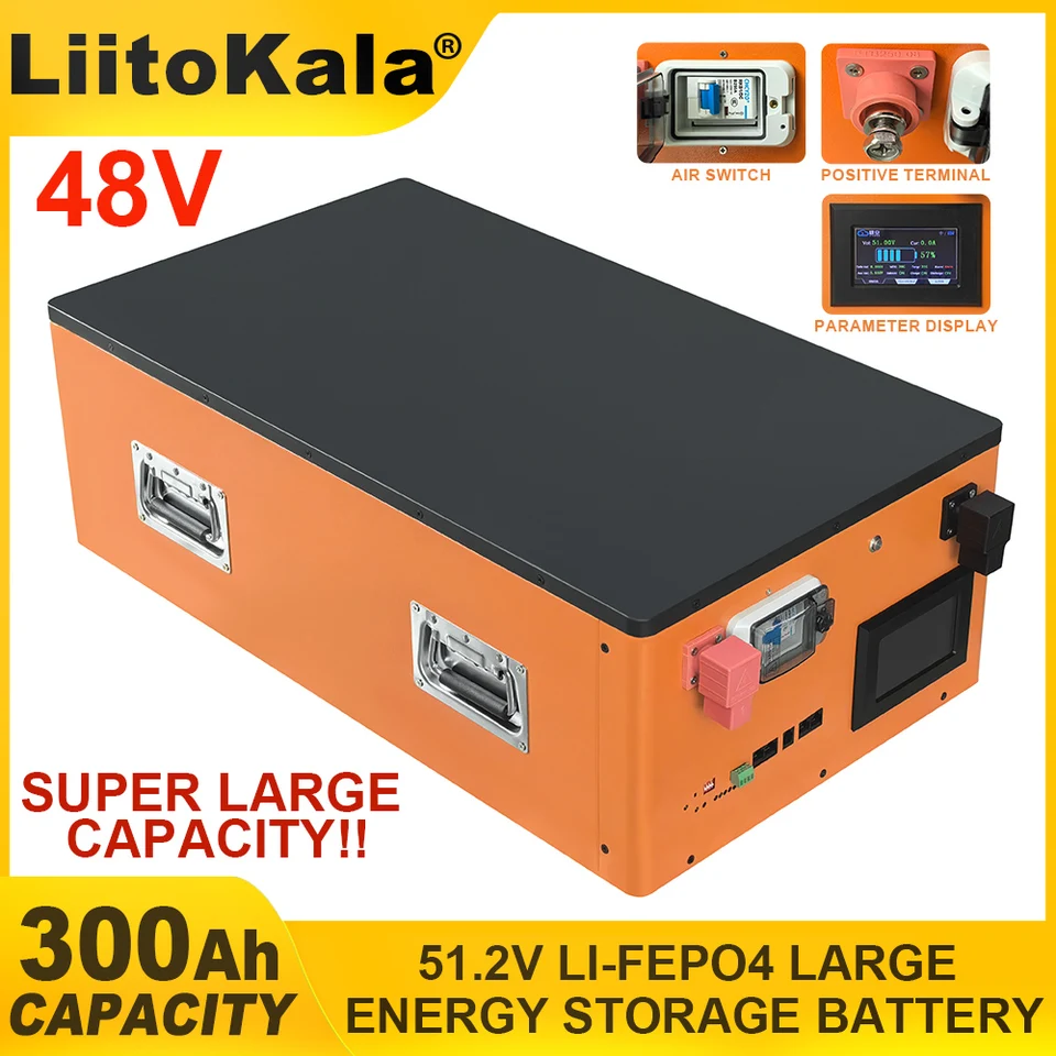 48V 300AH LIFEPO4 batéria 51,2 V lítiumfosforečnanom batérií Cyklovanie invertorového vozidla Zapaľovača Solárna slnečná kapacita Domácnosť