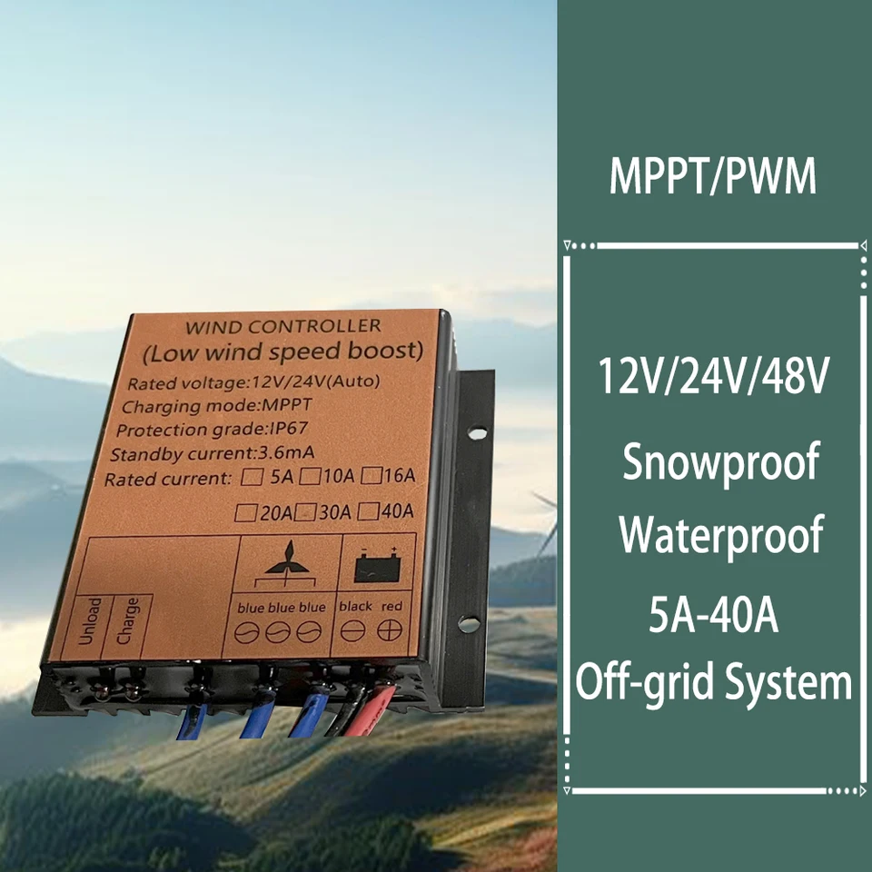 48V MPPT 5000W vodotesný PWM Ovládač nábojov veternej turbíny 20A 30A s nízkym regulátorom regulátora vetra napätie napätie 12V 24 V Auto