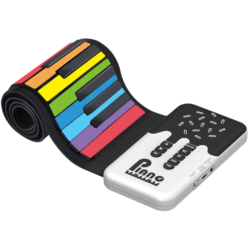 49 Klávesov Digitálna klávesnica Prenosná flexibilná flexibilná klavírna klavírna USB Vstup midi out Bluetooth kompatibilný MP3 Darček pre slúchadlá pre deti
