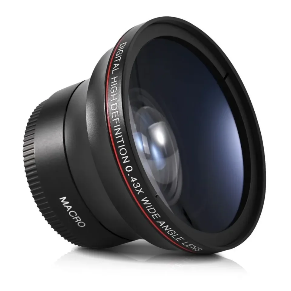 49 mm/52 mm/55 mm/58 mm super uhlový objektív 0,43x s pridruženým objektívom makro porcie pre šošovku fotoaparátu Cannon Nikon Sony Camera