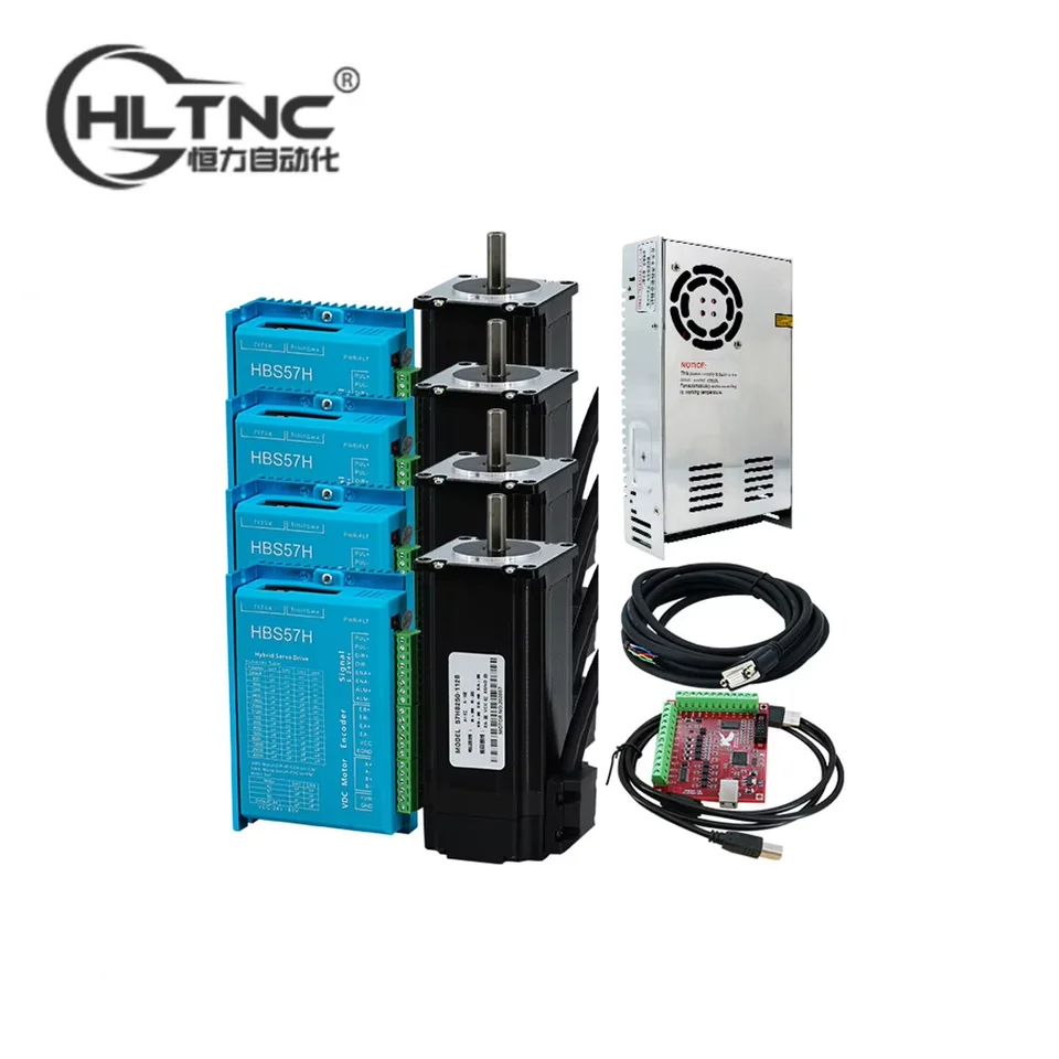 4AXIS 3KIT /4 KIT NEMA23 3NM Uzatvorená slučka Krokper Motor + HBS57H Vodič + napájací zdroj 350W36V + 4 Axis Mach3 Board pre CNC