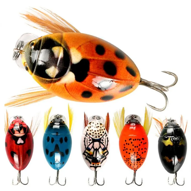 4cm 3,8 g Bionic Artificial Wobblers Crankbait Pesca Hmyz Pike Tackle Simulation Ladybug Tvrdý falošný návnada Rybárska návnada