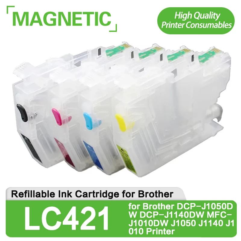 4Color LC421 Repiilble Ink Cabtridge s čipom pre brata DCP-J1050DW DCP-J1140DW MFC-J1010DW J1050 J1140 J1010 TLAČ